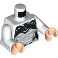 Visuel indicatif Rebrickable de Torse, armure, collier décoratif en titane perle, motif imprimé hexagones argent, bras blancs, mains nougat clair (Torso, Armor, Decorative Pearl Titanium Collar, Silver Hexagons Print, White Arms, Light Nougat Hands)