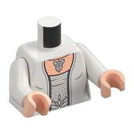 Torse, Veste, Chemise blanche, Argent Garniture, Collier imprimé, bras blancs, mains nougat clair (Torso, Jacket, White Shirt, Silver Trim, Necklace Print, White Arms, Light Nougat Hands)