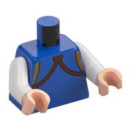 Visuel indicatif Rebrickable de Torse, veste, bracelets brun rougeâtre, motif imprimé or, bras blancs, mains nougat clair (Torso, Jacket, Reddish Brown Straps, Gold Trim Print, White Arms, Light Nougat Hands)