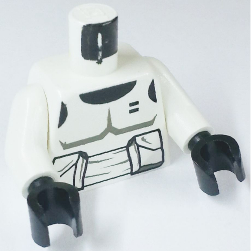 Visuel indicatif Rebrickable de Torse, armure scout trooper avec des accents gris foncé motif imprimé, bras blancs, mains noires (Torso, Armor Scout Trooper with Dark Gray Accents Print, White Arms, Black Hands)