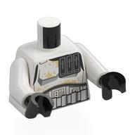 Torse, armure Stormtrooper, taches de beige motif imprimé, bras blancs, mains noires (Torso, Stormtrooper Armor, Tan Stains Print, White Arms, Black Hands)