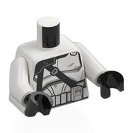 Torse, armure de commandant clone corps Nova, sangles noires motif imprimé, bras blancs, mains noires (Torso, Nova Corps Clone Commander Armor, Black Straps Print, White Arms, Black Hands)