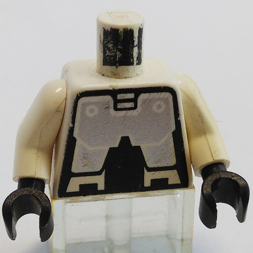 Visuel indicatif Rebrickable de Torse, robot, panneaux métalliques imprimés (explorateurs), bras blancs, mains noires (Torso, Robot, Metal Panels Print (Exploriens), White Arms, Black Hands)