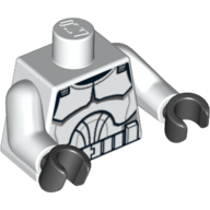 Torse, modèle imprimé d'armure de soldat clone, bras blancs, mains noires (Torso, Clone Trooper Armour Print, White Arms, Black Hands)