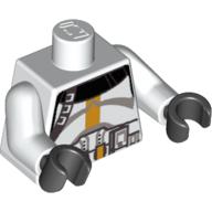 Torse, armure clone trooper avec bande orange vif motif imprimé, bras blancs, mains noires (Torso, Armor Clone Trooper with Bright Light Orange Stripe Print, White Arms, Black Hands)