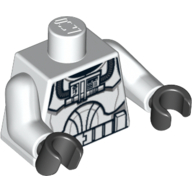 Visuel indicatif Rebrickable de Torse, clone pilote armure vol motif imprimé, bras blancs, mains noires (Torso, Clone Pilot Armour Flight Suit Print, White Arms, Black Hands)