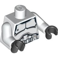 Torse, armure clone trooper ceinture noire motif imprimé, bras blancs, mains noires (Torso, Armor Clone Trooper Black Belt Print, White Arms, Black Hands)