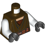 Torse, Chemise en couches, Marron Ceinture motif imprimé (Saesee Tiin), bras blancs, mains noires (Torso, Layered Shirt, Brown Belt Print (Saesee Tiin), White Arms, Black Hands)