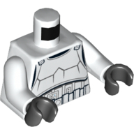 Torse, Stormtrooper, Motif imprimé armure détaillée, bras blancs, mains noires (Torso, Stormtrooper, Detailed Armor Print, White Arms, Black Hands)