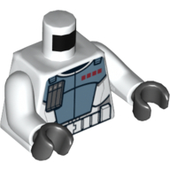 Visuel indicatif Rebrickable de Torse, motif imprimé arc trooper armure, bras blancs, mains noires (Torso, ARC Trooper Armour Print, White Arms, Black Hands)