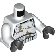 Visuel indicatif Rebrickable de Torse, armure Stormtrooper, armure détaillée, taches de saleté motif imprimé, bras blancs, mains noires (Torso, Armor Stormtrooper, Detailed Armor, Dirt Stains Print, White Arms, Black Hands)