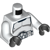 Visuel indicatif Rebrickable de Torse, modèle imprimé d'armure de soldat clone, bras blancs, mains noires (Torso, Clone Trooper Armour Print, White Arms, Black Hands)