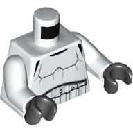 Torse, Stormtrooper d'armure, Armure détaillée sans ceintures d'épaule motif imprimé, bras blancs, mains noires (Torso, Armor Stormtrooper, Detailed Armor without Shoulder Belts Print, White Arms, Black Hands)