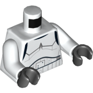 Torse, Stormtrooper d'armure, Armure détaillée sans ceintures d'épaule motif imprimé (style bande dessinée rebelles), bras blancs, mains noires (Torso, Armor Stormtrooper, Detailed Armor without Shoulder Belts Print (Rebels Cartoon Style), White Arms, Black Hands)