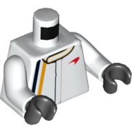 Visuel indicatif Rebrickable de Torse, Veste de course avec logo McLaren rouge motif imprimé, bras blancs, mains noires (Torso, Racing Jacket with Red McLaren Logo Print, White Arms, Black Hands)