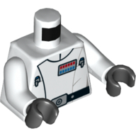Visuel indicatif Rebrickable de Torse, Veste avec revers grand, Badge de rang, Motif imprimé ceinture (Director Krennic), bras blancs, mains noires (Torso, Jacket with Wide Lapel, Rank Badge, Belt Print (Director Krennic), White Arms, Black Hands)
