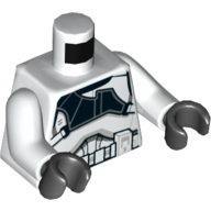 Torse, armure avec motif imprimé de épaulière noir (clone trooper gunner), bras blancs, mains noires (Torso, Armor with Black Pauldron Print (Clone Trooper Gunner), White Arms, Black Hands)