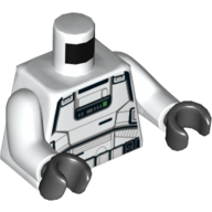 Visuel indicatif Rebrickable de Torse, armure, Stormtrooper avec ceinture, motif imprimé de boutons verts, bras blancs, mains noires (Torso, Armor, Stormtrooper with Belt, Green Buttons Print, White Arms, Black Hands)