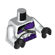 Torse, armure, poitrine violet foncé plaque et motif imprimé ceinture utilitaire, bras blancs, mains noires (Torso, Armor, Dark Purple Chest Plate and Utility Belt Print, White Arms, Black Hands)