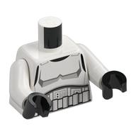Torse, Stormtrooper, armure détaillée avec motif imprimé lignes de poitrine épaisses, bras blancs, mains noires (Torso, Stormtrooper, Detailed Armor with Thick Chest Lines Print, White Arms, Black Hands)
