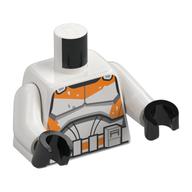 Torse, armure, soldat clone, Orange Marquage imprimé, bras blancs, mains noires (Torso, Armor, Clone Trooper, Orange Markings Print, White Arms, Black Hands)