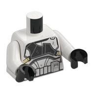 Torse, armure, soldat clone, holster noir motif imprimé, bras blancs, mains noires (Torso, Armor, Clone Trooper, Black Holster Print, White Arms, Black Hands)