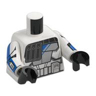 Torse, arc trooper bleu/clair armure gris bleuté, motif : épaulière noire, bras blancs, mains noires (Torso, Arc Trooper Blue/Light Bluish Grey Armor, Black Pauldron Print, White Arms, Black Hands)