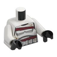 Torse, armure de soldat de nuit, fissures de beige, sangles rouge foncé motif imprimé, bras blancs, mains noires (Torso, Night Trooper Armor, Tan Cracks, Dark Red Straps Print, White Arms, Black Hands)