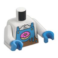 Torse, salopette nougat moyen, glaçage azur foncé, motif imprimé beignet, bras blancs, mains azur foncé (Torso, Medium Nougat Overall, Dark Azure Frosting, Donut Print, White Arms, Dark Azure Hands)