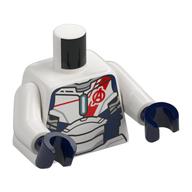 Visuel indicatif Rebrickable de Torse, armure légion de fer bleu foncé / noir, logo vengeur rouge motif imprimé, bras blancs, mains bleu foncé (Torso, Dark Blue/Black Iron Legion Armor, Red Avengers Logo Print, White Arms, Dark Blue Hands)