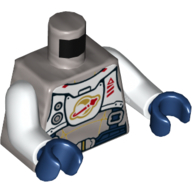 Costume d'astronaute de l'espace de torse, blanc poitrine avec le logo de l'espace classique, motif imprimé de sangles bleu foncé, bras blancs, mains bleu foncé (Torso Astronaut Space Suit, White Chestplate with Classic Space Logo, Dark Blue Straps Print, White Arms, Dark Blue Hands)