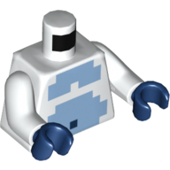 Torse pixélisé moyen bleu fourrure motif imprimé, bras blancs, mains bleu foncé (Torso Pixelated Medium Blue Fur Print, White Arms, Dark Blue Hands)