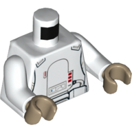 Armure de torse avec boutons rouges, motif : ceinture, bras blancs, mains beige foncé (Torso Armor with Red Buttons, Belt Print, White Arms, Dark Tan Hands)