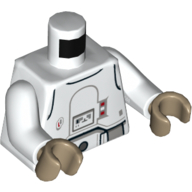 Armure de torse, lumières rouges, motif imprimé ceinture utilitaire (Stormtrooper), bras blancs, mains beige foncé (Torso Armour, Red Lights, Utility Belt Print (Stormtrooper), White Arms, Dark Tan Hands)