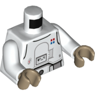 Visuel indicatif Rebrickable de Torse Armure, Lumières rouges, ceinture utilitaire, Insigne de rang rouge et bleu Motif imprimé insigne (Stormtrooper), bras blancs, mains beige foncé (Torso Armour, Red Lights, Utility Belt, Red and Blue Rank Insignia Badge Print (Stormtrooper), White Arms, Dark Tan Hands)