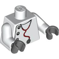 Manteau de laboratoire d'hôpital de torse, boutons argentés, motif imprimé de stéthoscope, bras blancs, mains gris bleuté foncé (Torso Hospital Lab Coat, Silver Buttons, Stethoscope Print, White Arms, Dark Bluish Gray Hands)