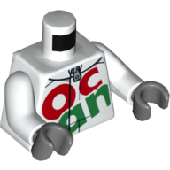 Veste de course de torse avec logo Octan, motif imprimé à glissière, bras blancs, mains bleuâtres foncées (Torso Racing Jacket with Octan Logo, Zipper Print, White Arms, Dark Bluish Hands)