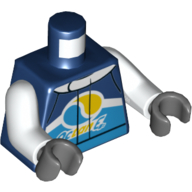 Veste de course de torse avec logo octane motif imprimé, bras blancs, mains gris bleuté foncé (Torso Racing Jacket with OctanE Logo Print, White Arms, Dark Bluish Gray Hands)