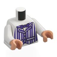 Torse, veste dapper dapper rayée violet foncé, motif : nœud papillon pourpre foncé, bras blancs, mains nougat (Torso, Dark Purple Striped Dapper Dan Jacket, Dark Purple Bow Tie Print, White Arms, Nougat Hands)