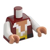 Torse, chemise de pirate pixelisée, poitrine de nougat, col blanc, motif imprimé ceinture noire, bras blancs, mains nougat (Torso, Pixelated Pirate Shirt, Nougat Chest, White Collar, Black Belt Print, White Arms, Nougat Hands)