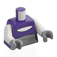Torse, chemise pourpre foncé, motif imprimé bandages gris clair, bras blancs, mains gris bleuté clair (Torso, Dark Purple Shirt, Light Bluish Grey Bandages Print, White Arms, Light Bluish Gray Hands)