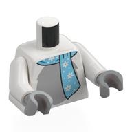 Visuel indicatif Rebrickable de Torse, écharpe bleu métal, motif imprimé poitrine en fourrure gris bleuté clair, bras blancs, mains gris bleuté clair (Torso, Metal Blue Scarf, Light Bluish Grey Fur Chest Print, White Arms, Light Bluish Gray Hands)