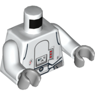 Armure de torse soldat des neiges avec motif imprimé au dos, bras blancs, mains gris bleuté clair (Torso Armour Snowtrooper with Printed Back Print, White Arms, Light Bluish Gray Hands)