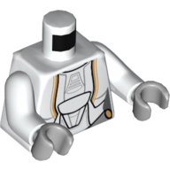 Torse Jedi robe avec motif imprimé Marquages d'or, bras blancs, mains gris bleuté clair (Torso Jedi Robe with Gold Markings Print, White Arms, Light Bluish Gray Hands)