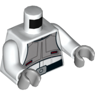 Visuel indicatif Rebrickable de Uniforme de pilote torse impérial at-dp avec gilet gris bleuté clair et motif imprimé ceinture noire, bras blancs, mains gris bleuté clair (Torso Imperial AT-DP Pilot Uniform with Light Bluish Gray Vest and Black Belt Print, White Arms, Light Bluish Gray Hands)