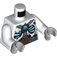 Torse Fourrure avec ceinture grand, sangles, brillant Os et Ice Chi motif imprimé emblème, bras blancs, mains gris bleuté clair (Torso Fur with Wide Belt, Straps, Glowing Bones and Ice Chi Emblem Print, White Arms, Light Bluish Gray Hands)
