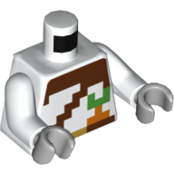 Bracelets brun rougeâtre pixélisé de torse, motif imprimé carotte orange et vert, bras blancs, mains gris bleuté clair (Torso Pixelated Reddish Brown Straps, Orange and Green Carrot Print, White Arms, Light Bluish Gray Hands)