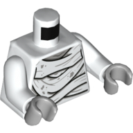 Enveloppements de bandage de torse avec des taches de gris bleuté léger motif imprimé (maman), bras blancs, mains gris bleuté clair (Torso Bandage Wrappings with Light Bluish Gray Stains Print (Mummy), White Arms, Light Bluish Gray Hands)