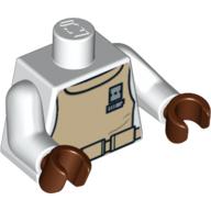 Visuel indicatif Rebrickable de Modèle imprimé uniforme rebelle torse mon calamar (amiral ackbar), bras blancs, mains brun rougeâtre (Torso Mon Calamari Rebel Uniform Print (Admiral Ackbar), White Arms, Reddish Brown Hands)