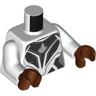 Torse, armure noire, décorations blanches, motif imprimé symbole argenté, bras blancs, mains brun rougeâtre (Torso, Black Armor, White Decorations, Silver Symbol Print, White Arms, Reddish Brown Hands)